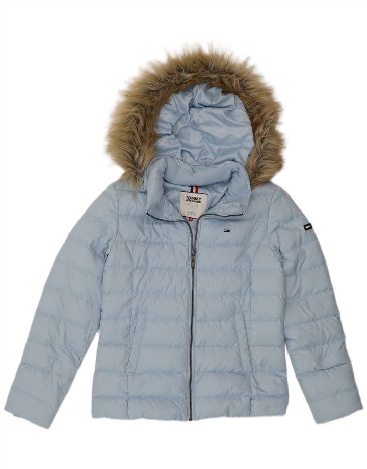 Tommy Hilfiger Γυναικείο μπουφάν με κουκούλα UK 14 Medium Blue Polyester