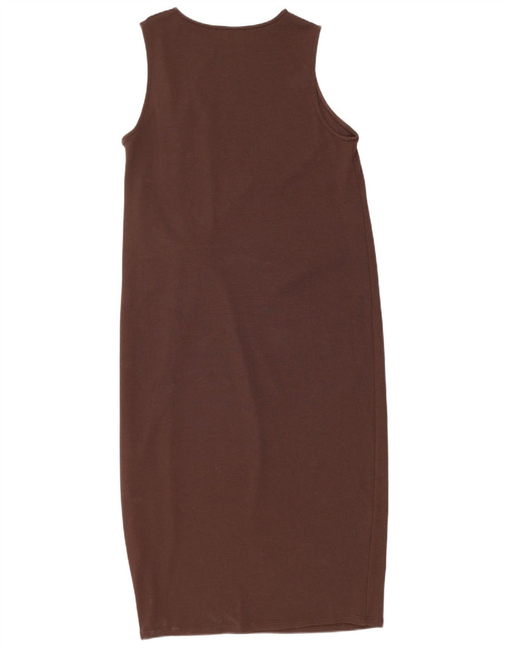 Zara Γυναικείο Αμάνικο Βασικό Φόρεμα UK 10 Small Brown