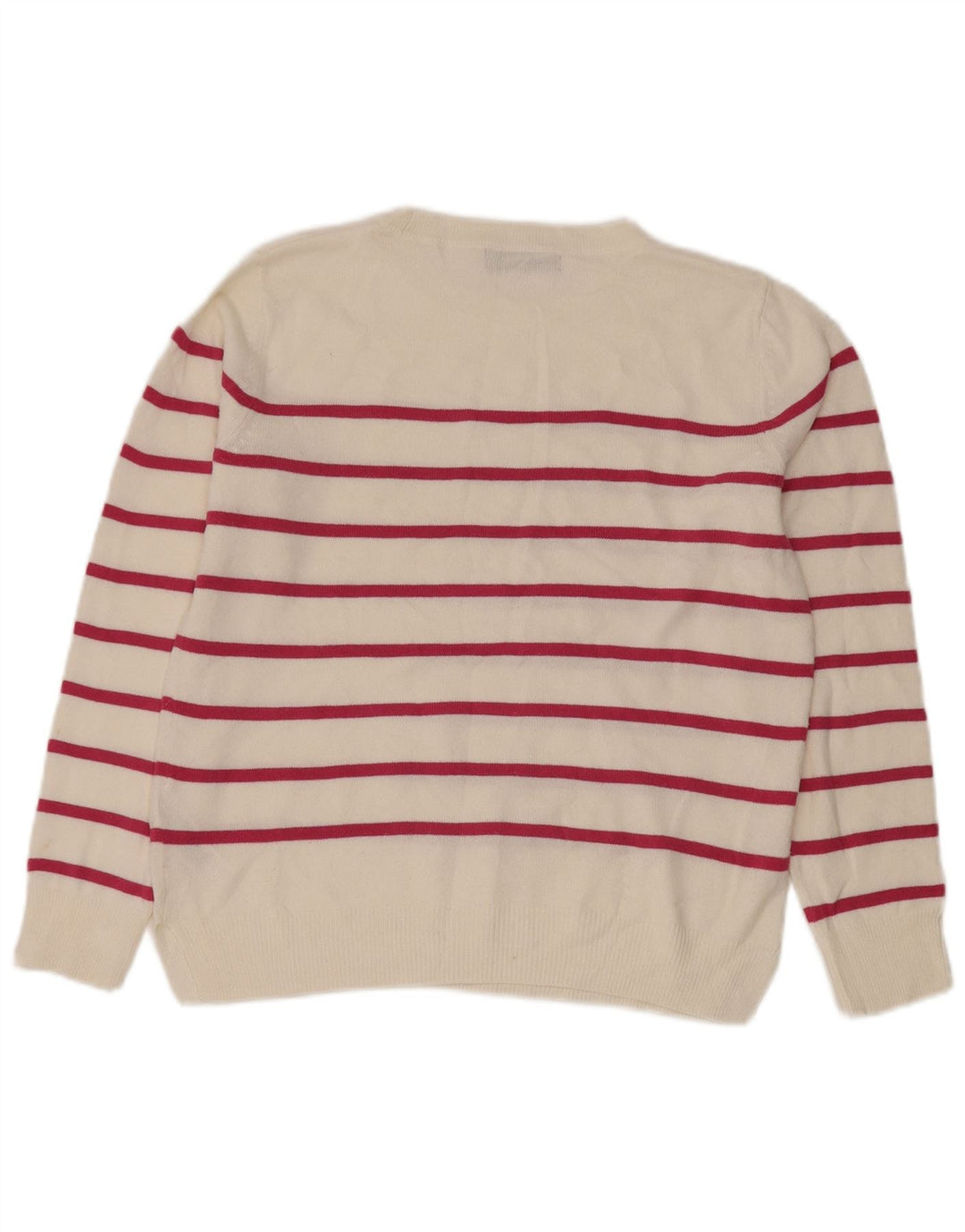 Marks & Spencer Γυναικείο πουλόβερ με λαιμόκοψη UK 10 Small White ριγέ