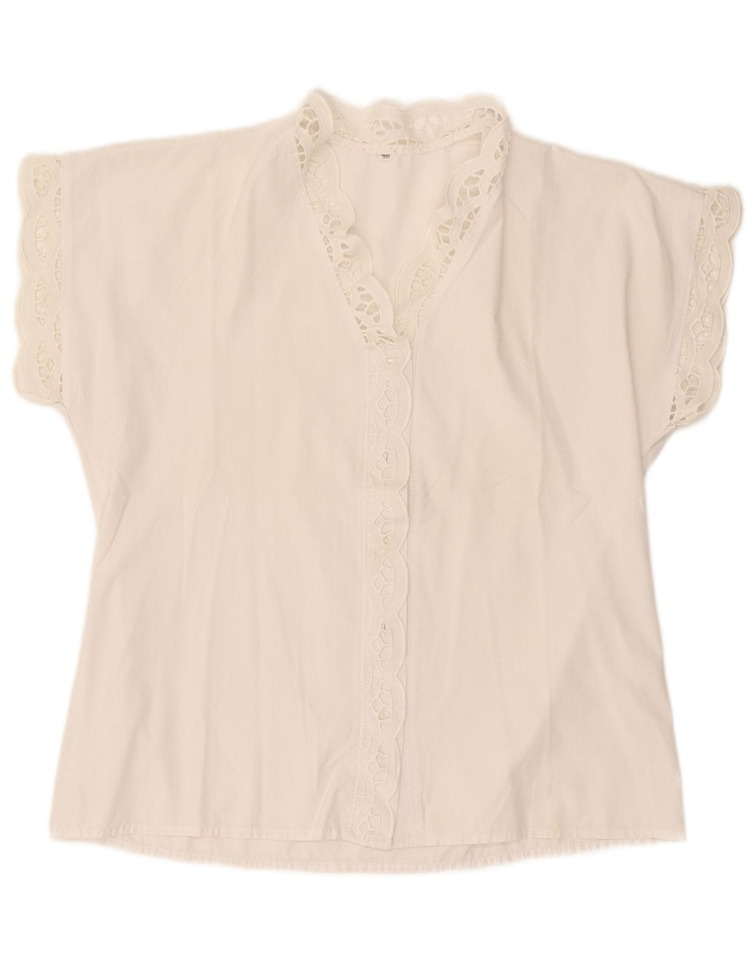 Vintage γυναικείο κοντομάνικο πουκάμισο μπλούζα EU 38 Medium White