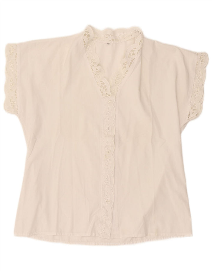 Vintage γυναικείο κοντομάνικο πουκάμισο μπλούζα EU 38 Medium White