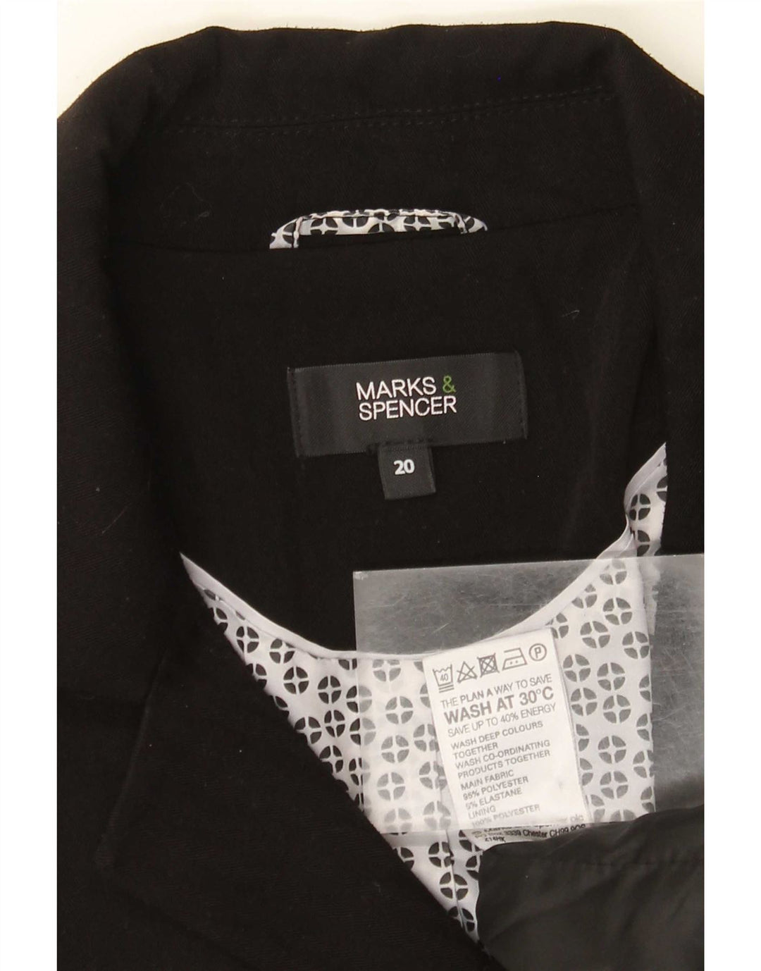Marks & Spencer Γυναικείο σακάκι 2 κουμπιών σακάκι UK 20 2XL μαύρο πολυεστέρα