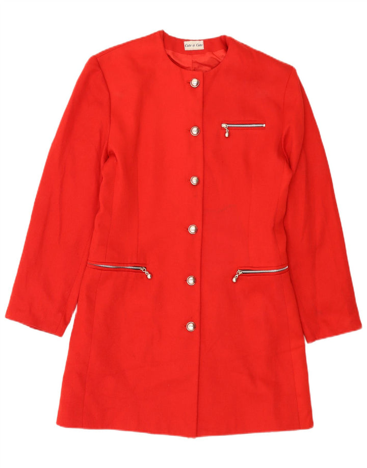 Cote A Cote Γυναικείο Longline με 6 κουμπιά σακάκι UK 10 Small Red