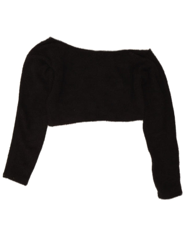 Adidas Womens Off Shoulder Fleece Top UK 14 Medium Black Polyester