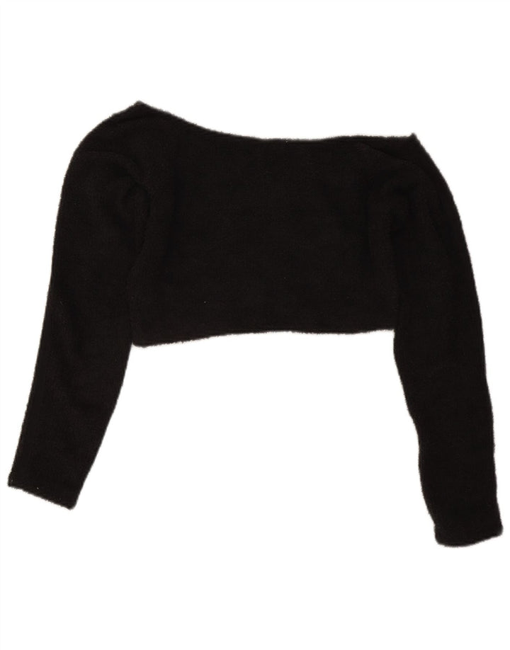 Adidas Womens Off Shoulder Fleece Top UK 14 Medium Black Polyester