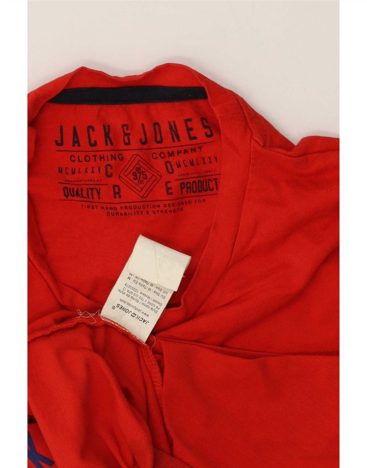 Ανδρικό γραφικό μπλουζάκι Jack & Jones, μεσαίο κόκκινο βαμβακερό