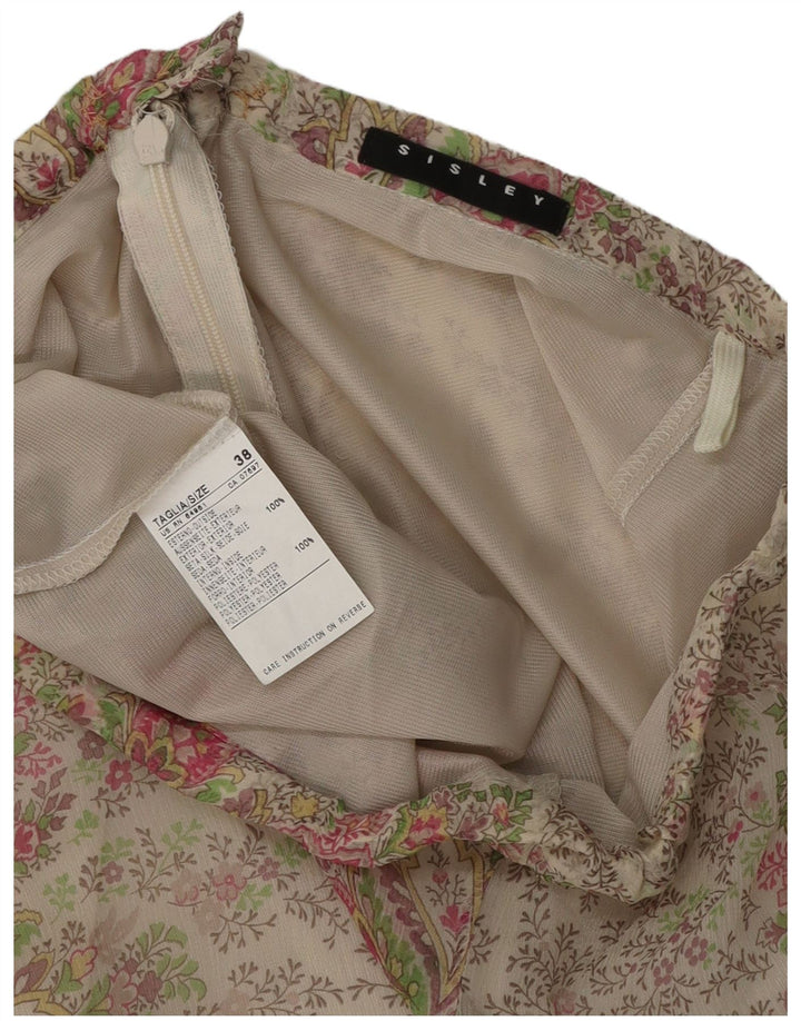 Γυναικεία ασύμμετρη φούστα Sisley IT 38 XS W26 Γκρι λουλουδάτο μετάξι