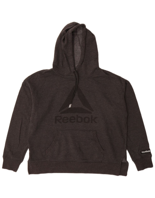 Reebok γυναικείο υπερμεγέθη γραφικό κουκούλα UK 14 Μεσαίο βαμβακερό γκρι
