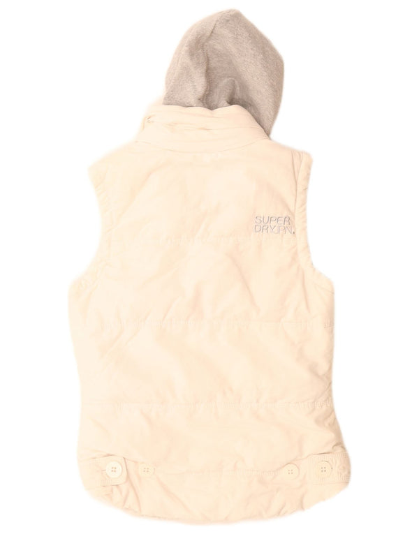 Superdry γυναικεία κουκούλα με επένδυση Gilet UK 10 Small White Cotton