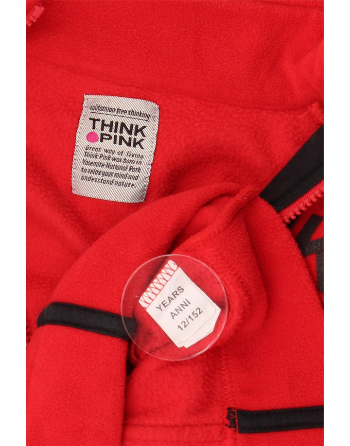 Think Pink Girls Graphic Fleece Jacket 11-12 ετών κόκκινο πολυεστέρα