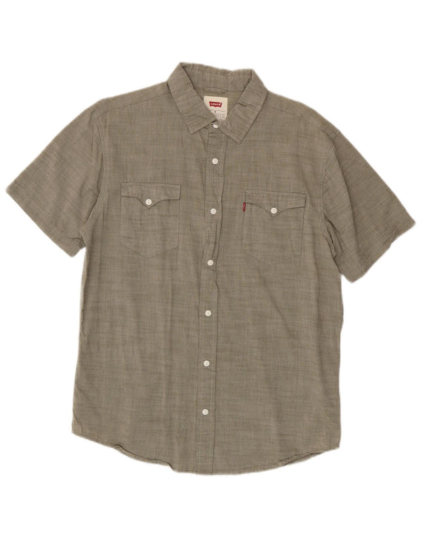 Levi's Mens Short Sleeve Shirt Medium Grey Cotton