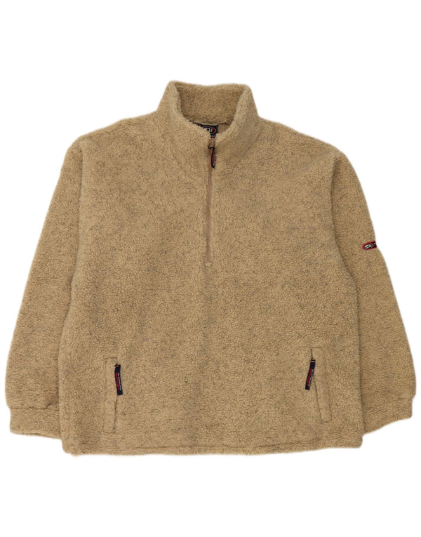 Vintage ανδρικό φερμουάρ Fleece Jumper XL Beige Πολυακρυλικό