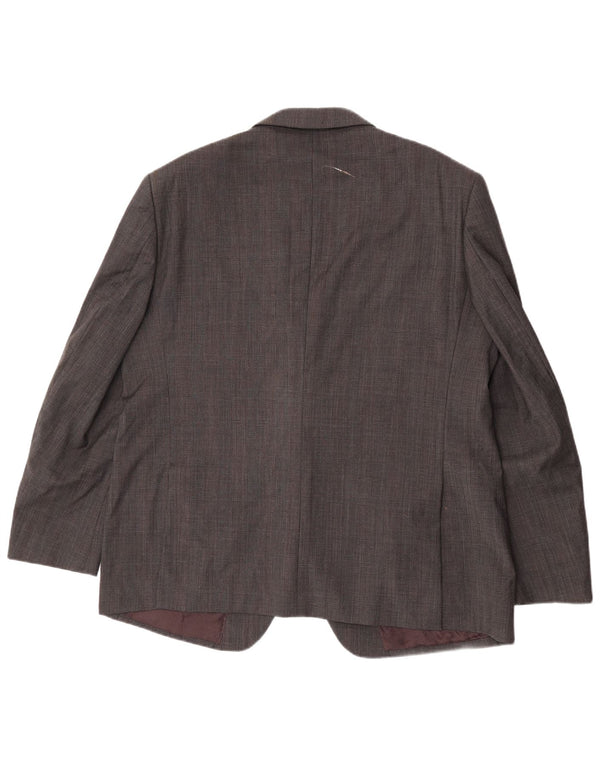 Marks & Spencer Mens 2 Button Blazer Jacket UK 46 XL Grey Check Wool