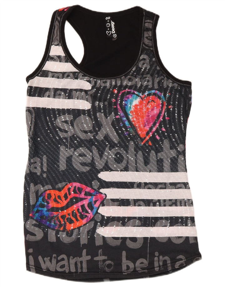Γυναικείο γραφικό γιλέκο Desigual Top UK 18 XL Μαύρο Πολυεστέρας