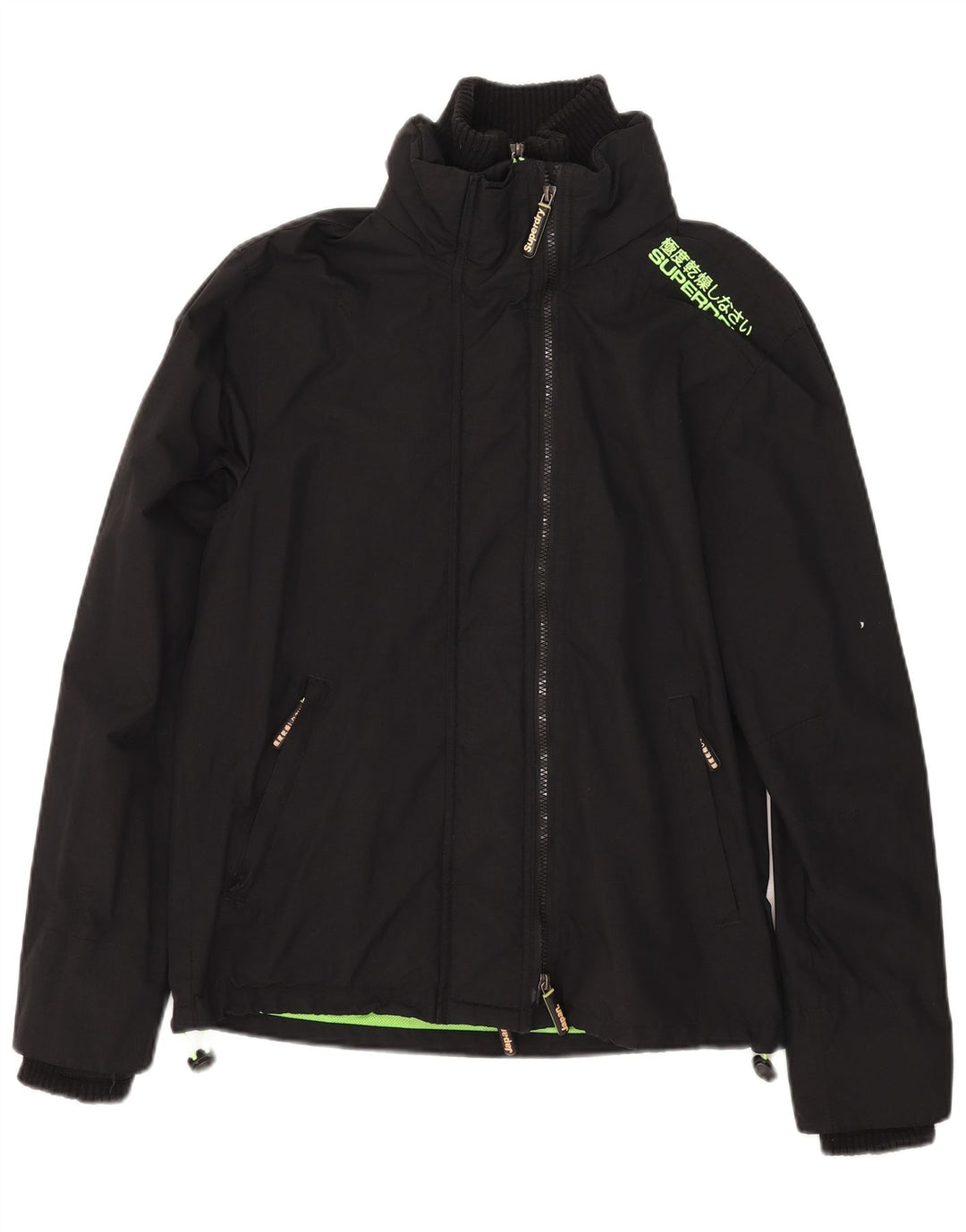 Superdry Womens The Windcheater Windbreaker Jacket UK 16 Large Black Nylon