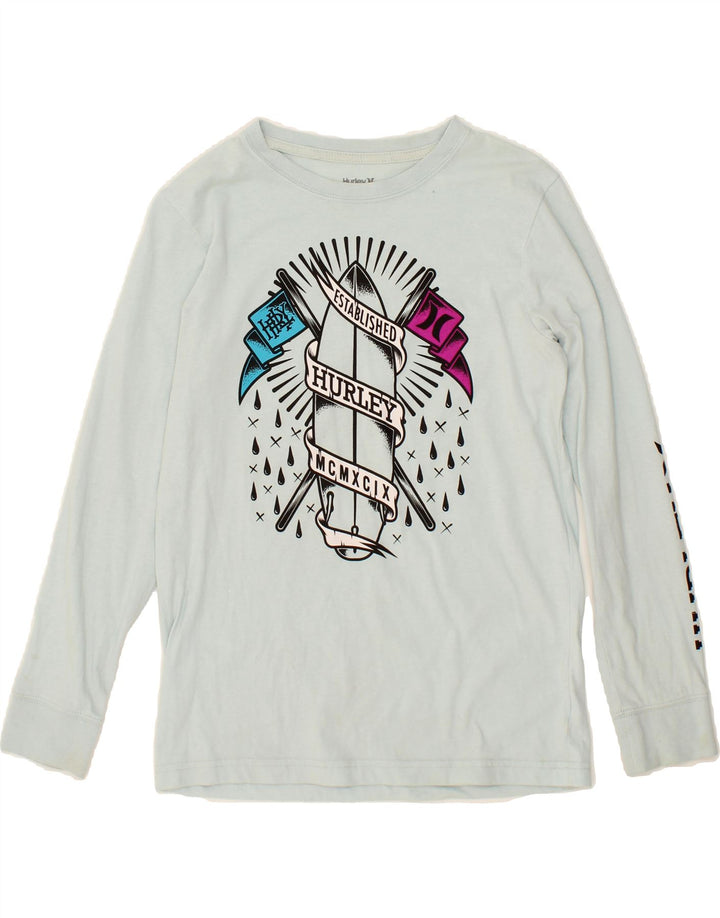 HURLEY Boys Graphic Top Long Sleeve 13-14 Years XL Blue Vintage Hurley and Second-Hand Hurley from Messina Hembry 