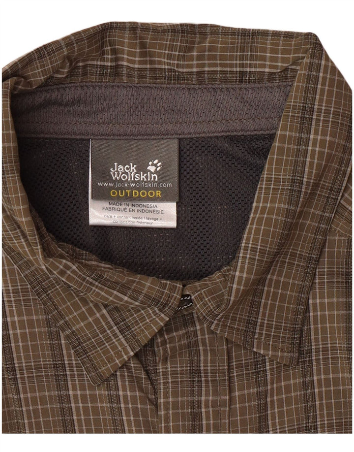 Ανδρικό κοντομάνικο μπλουζάκι JACK WOLFSKIN UK 44/46 XL Khaki Check Polyamide