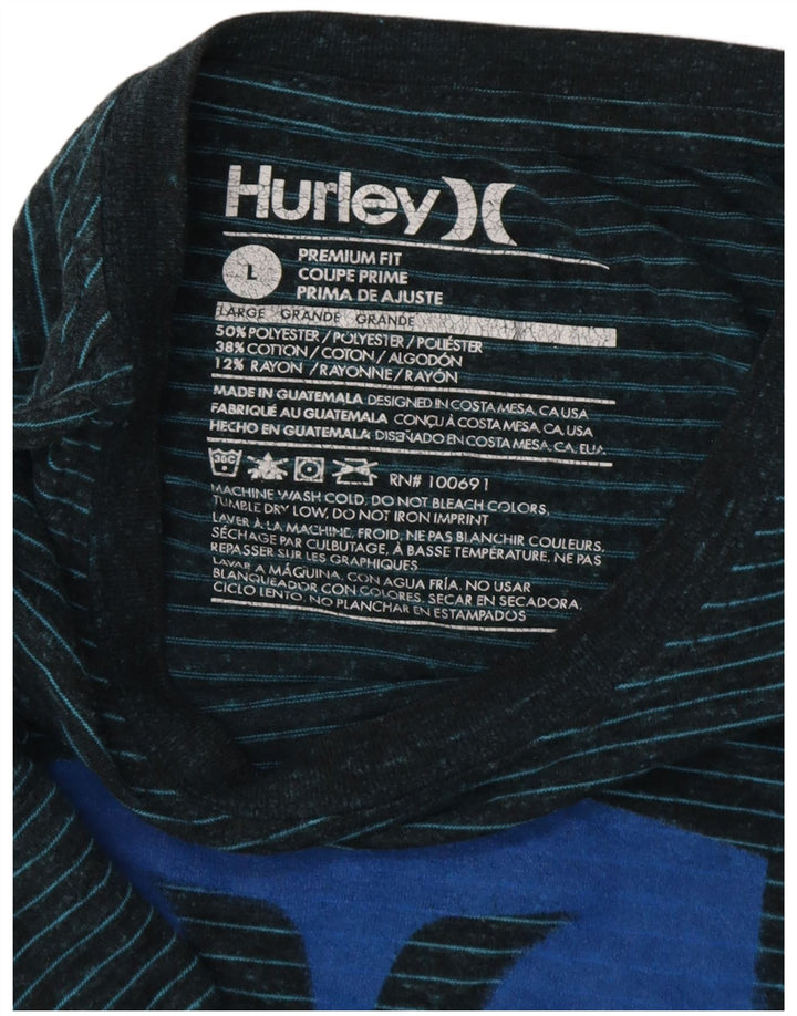 HURLEY Ανδρικό γραφικό μπλουζάκι Premium Fit Top Large Blue Pinstripe Polyester