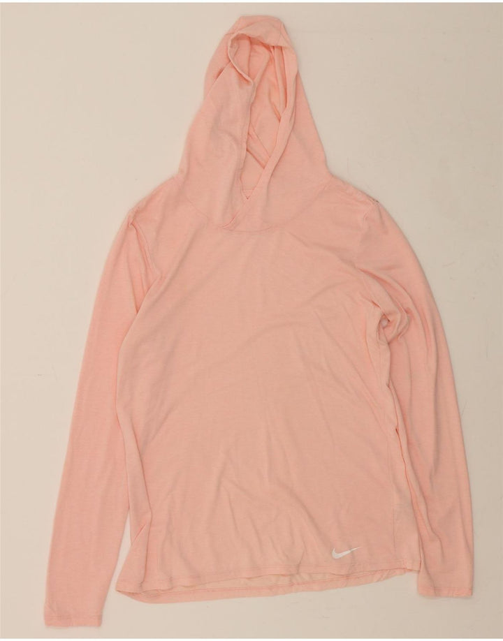 NIKE Womens Dri Fit Top Long Sleeve UK 14 Medium Pink Polyester Vintage Nike and Second-Hand Nike from Messina Hembry 