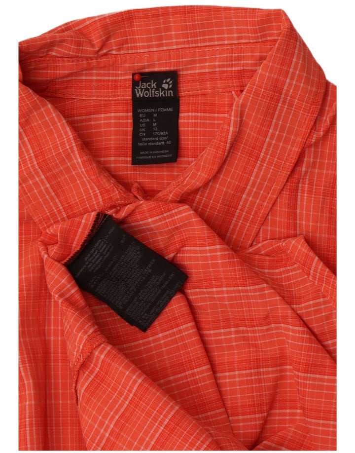 Jack Wolfskin γυναικείο κοντομάνικο πουκάμισο UK 12 μεσαίο πορτοκαλί Check Polyamide