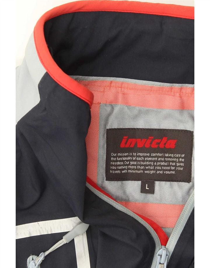 Γυναικείο γραφικό μπουφάν βροχής Invicta UK 16 Large Navy Blue Colourblock