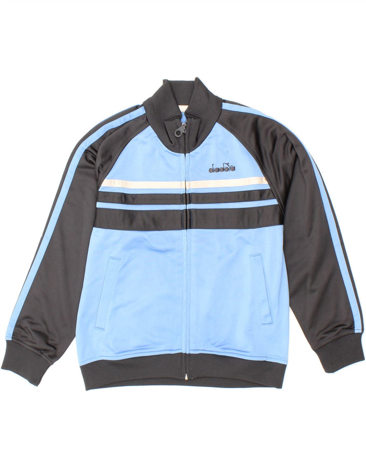 DIADORA Boys Tracksuit Top Jacket 8-9 Years Blue Colourblock Polyester Vintage Diadora and Second-Hand Diadora from Messina Hembry 