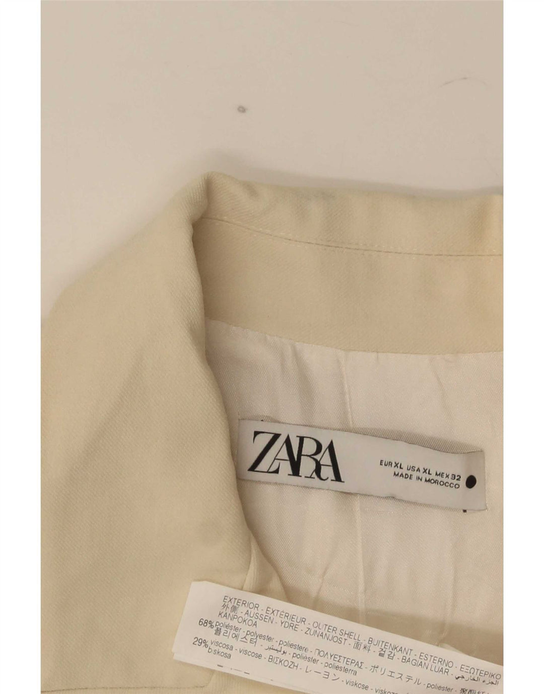 Zara Γυναικείο Μπουφάν Blazer με διπλό στήθος UK 14 XL Off White Polyester