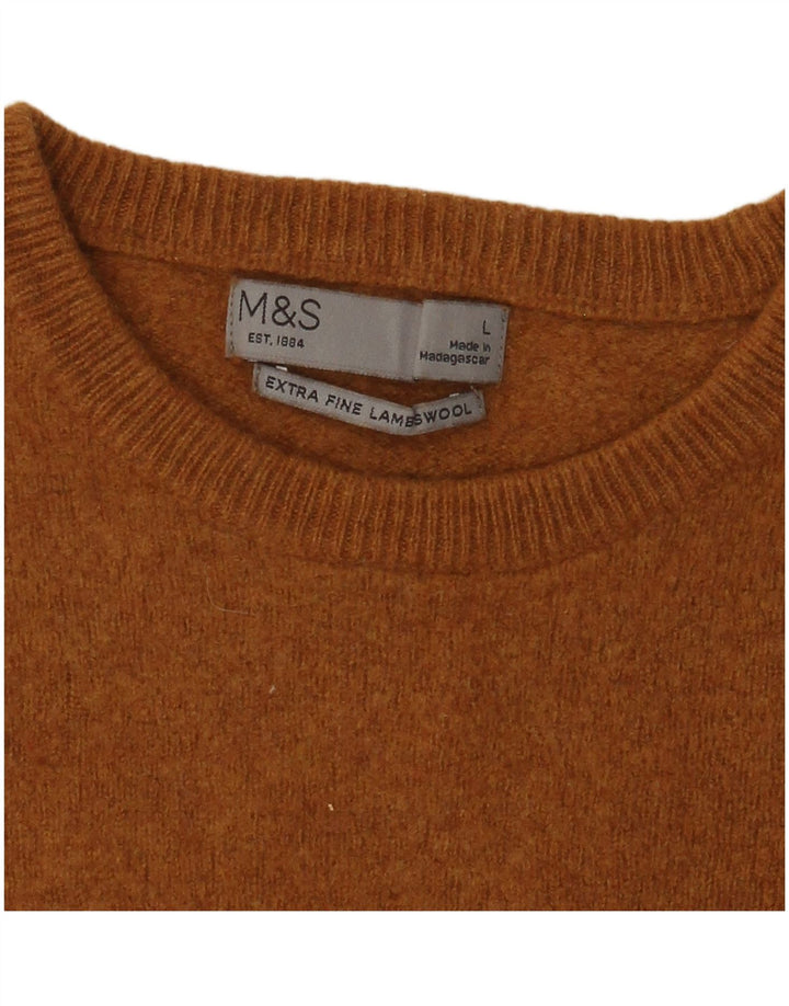 Marks & Spencer Γυναικείο πουλόβερ με λαιμόκοψη UK 14 Large Brown Lambswool
