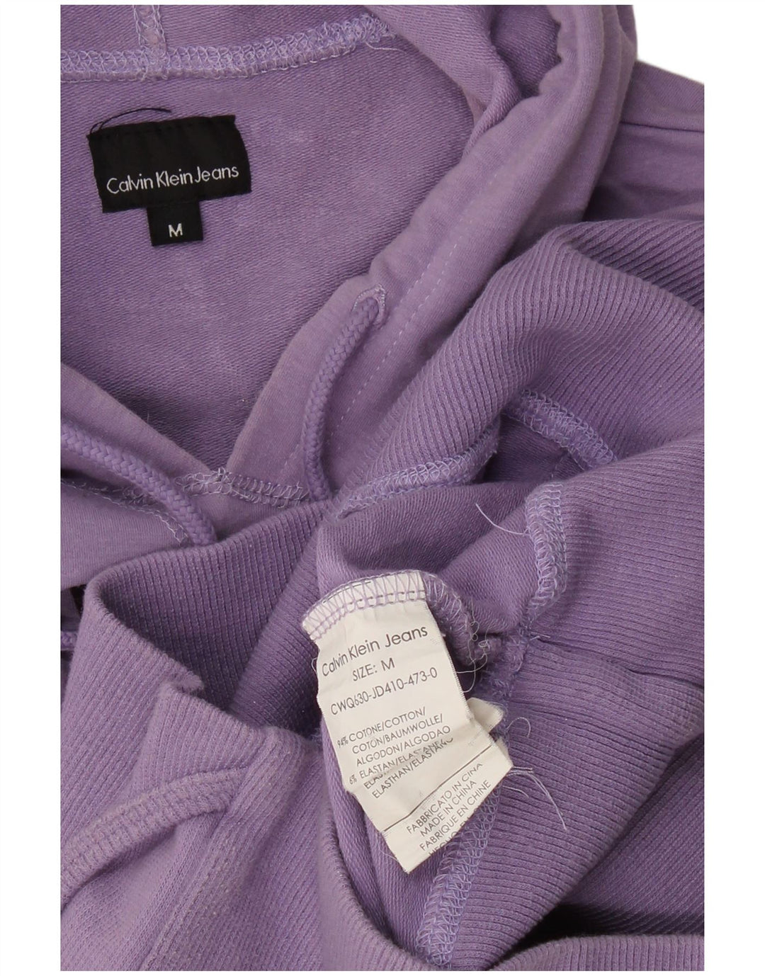 CALVIN KLEIN JEANS Γυναικείο γραφικό φούτερ με κουκούλα UK 12 Medium Purple