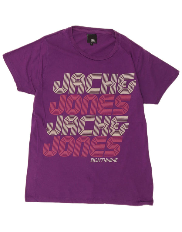 Jack & Jones Ανδρικό γραφικό T-Shirt Top Large Purple Βαμβακερό