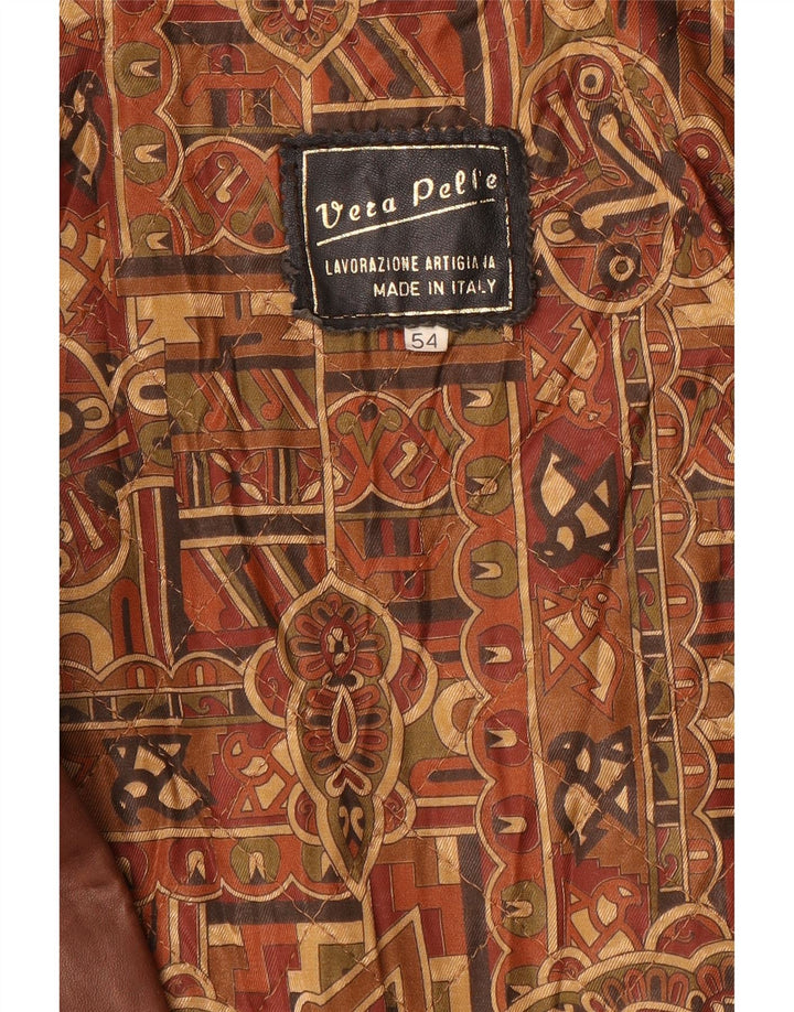 Vintage Ανδρικό Δερμάτινο Παλτό με Κουκούλα IT 54 2XL Καφέ Δέρμα