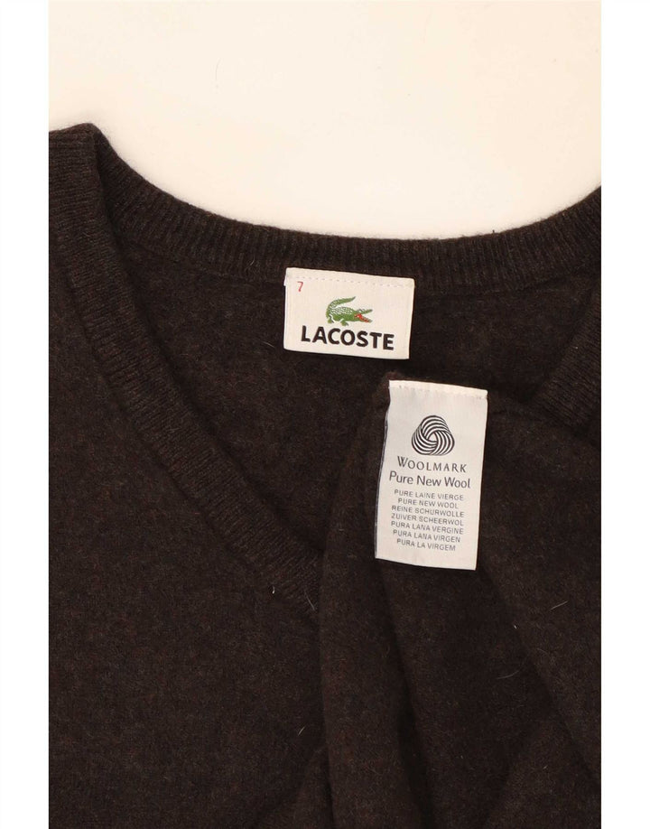 Ανδρικό πουλόβερ Lacoste με V λαιμόκοψη, Μέγεθος 7 2XL Καφέ Μαλλί