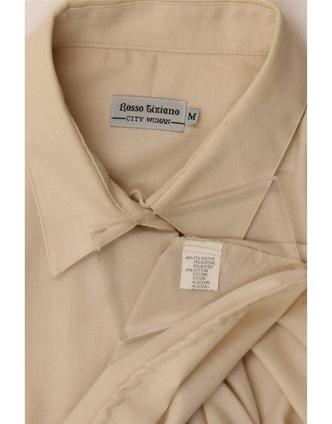 Vintage γυναικείο πουκάμισο UK 14 Medium Off White Polyester