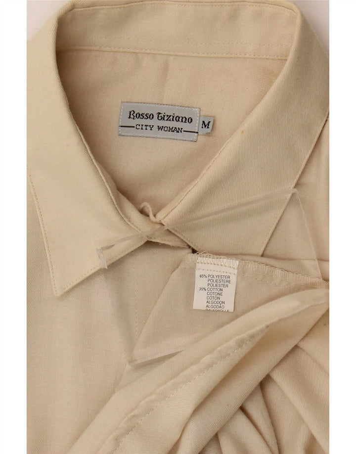 Vintage γυναικείο πουκάμισο UK 14 Medium Off White Polyester
