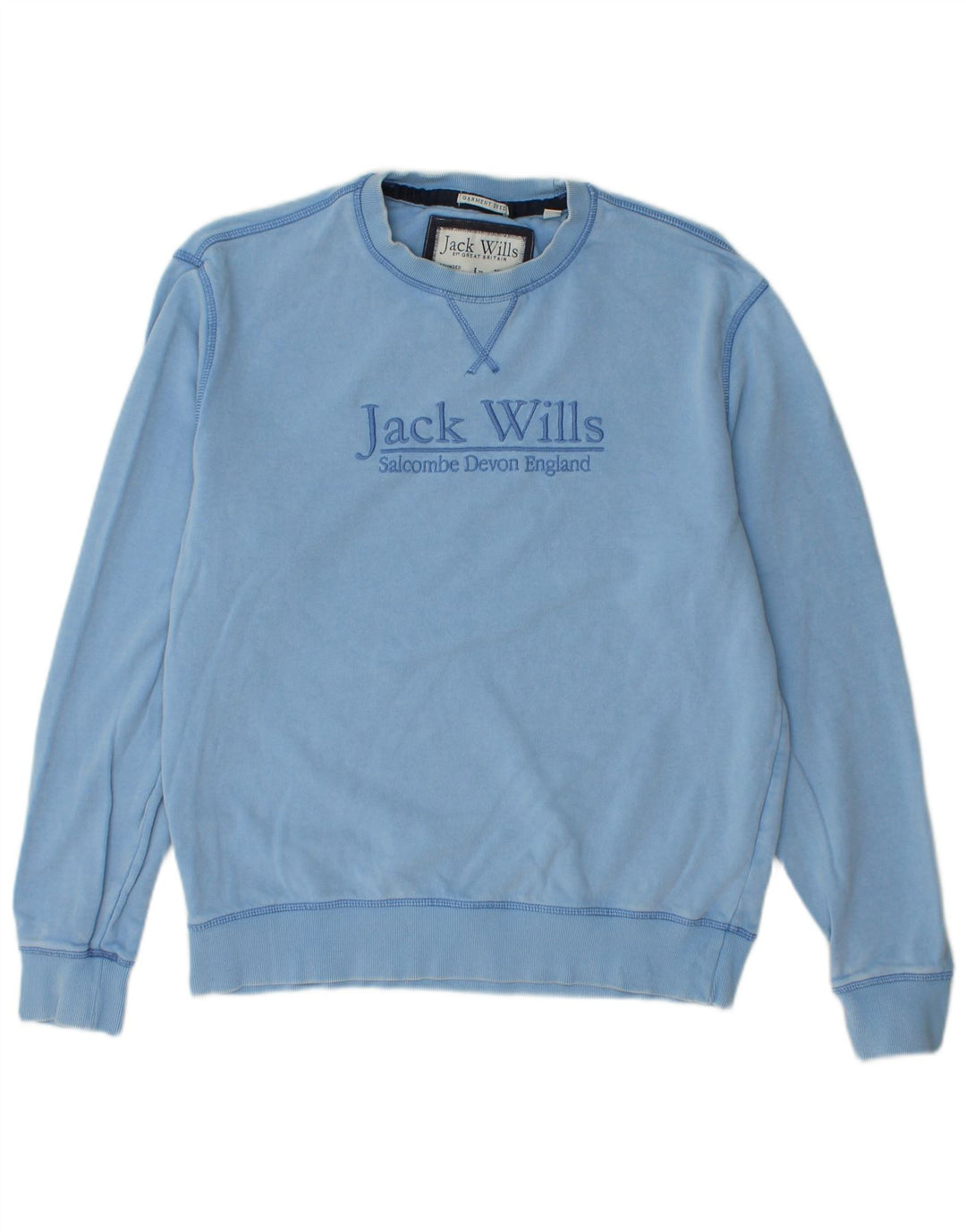 JACK WILLS Mens Graphic Sweatshirt Jumper Medium Blue Cotton