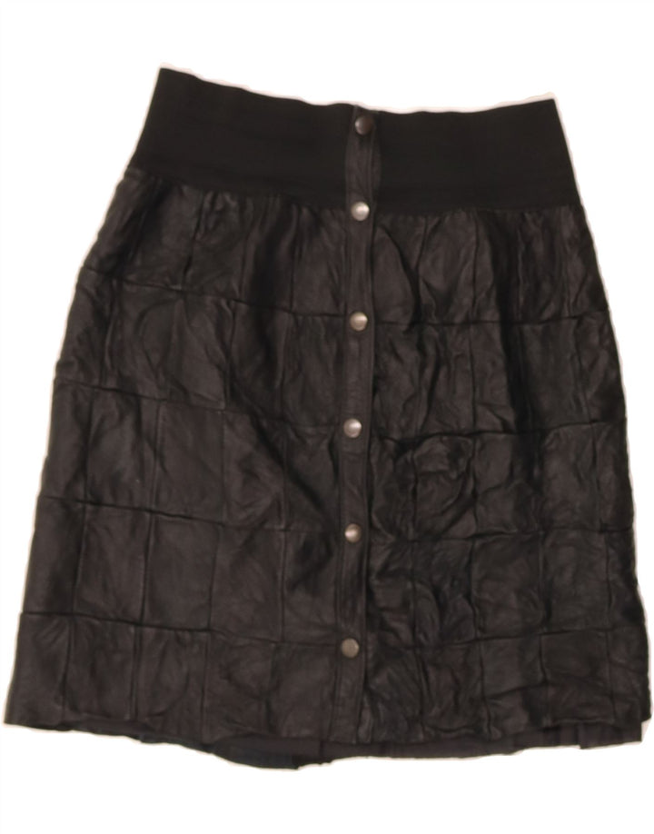 VINTAGE Womens Leather Skirt W25 XS Black Patchwork Vintage Vintage and Second-Hand Vintage from Messina Hembry 