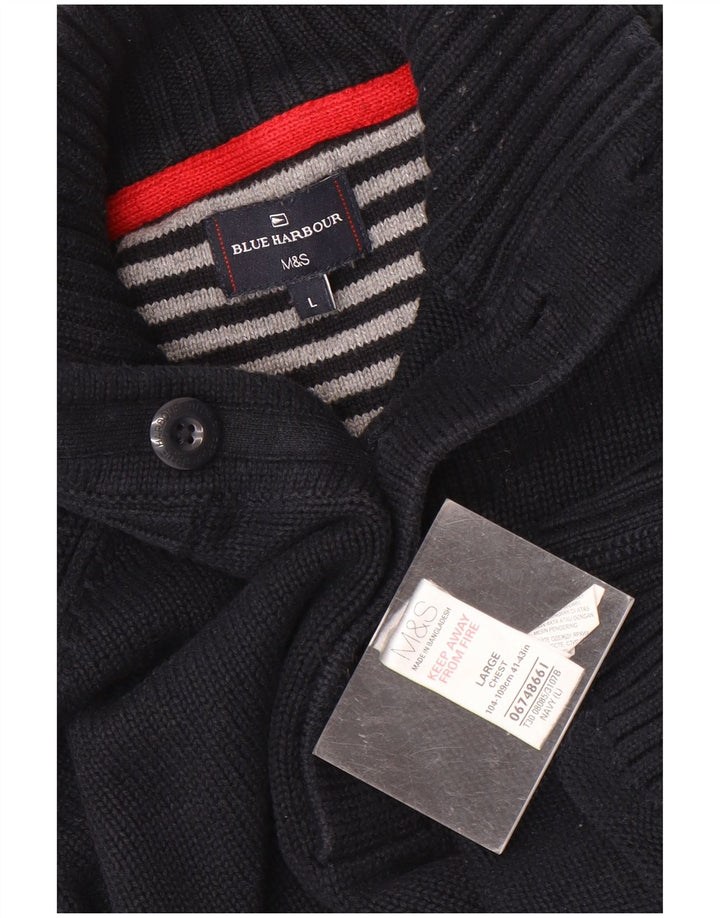 Marks & Spencer Ανδρικό πουλόβερ με κουμπιά πουλόβερ με λαιμό, μπλε ναυτικό