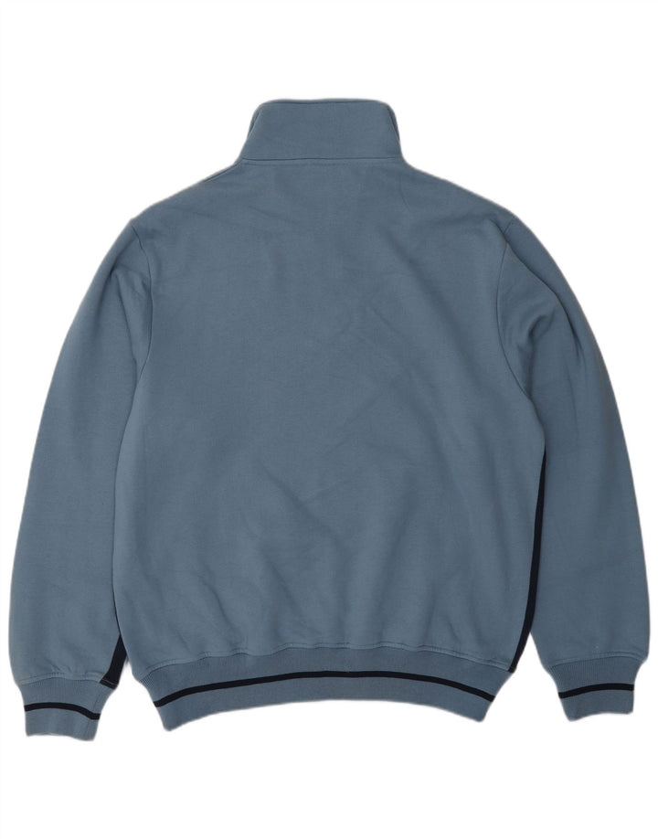 SPALDING Mens Zip Neck Sweatshirt Jumper Large Blue Cotton
