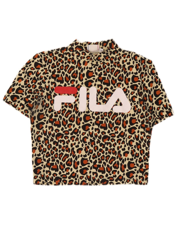 Γυναικείο γραφικό μπλουζάκι Fila Crop Top 10 Μαύρο Ζώο