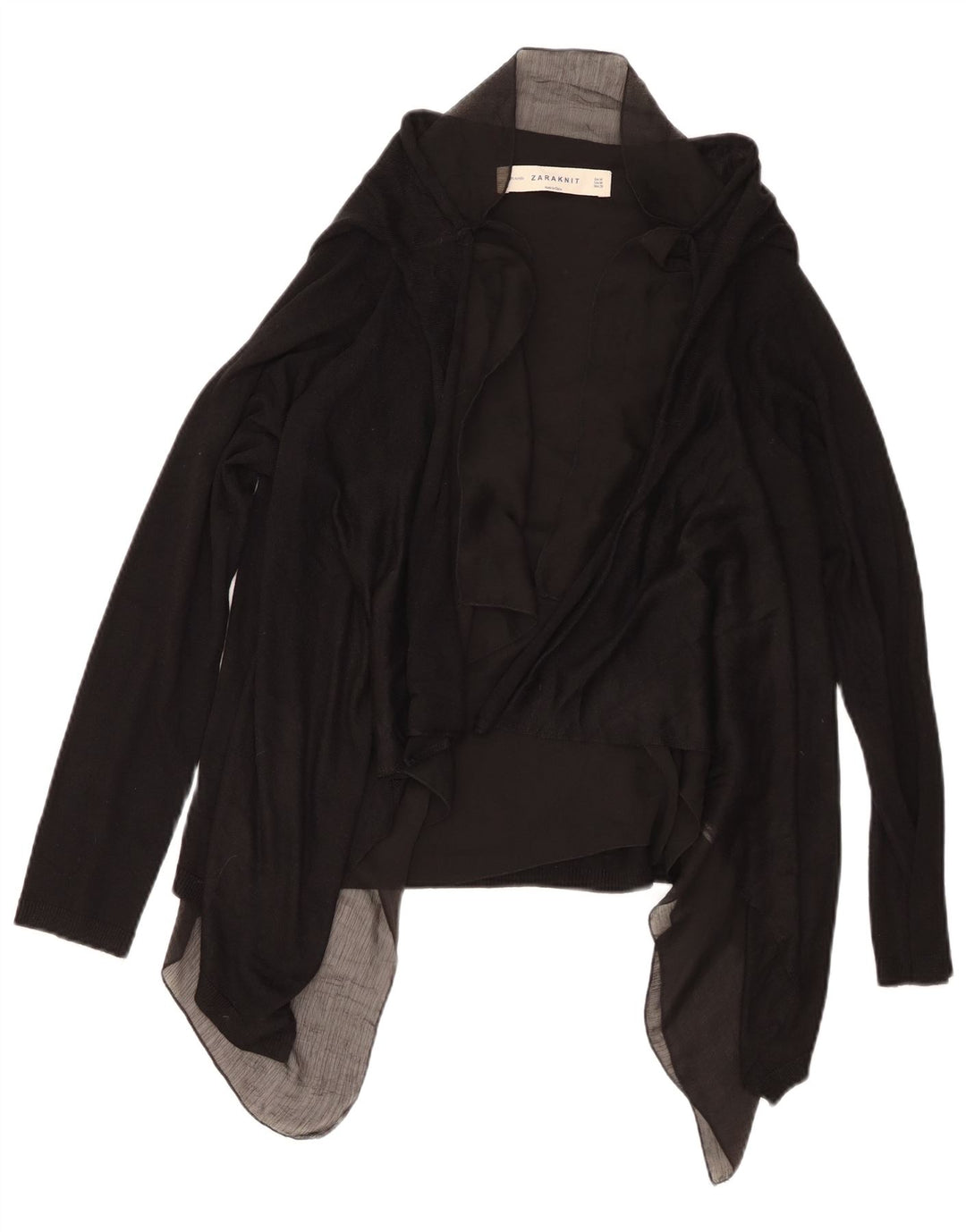 ZARA Γυναικείο ασύμμετρο ανοιχτό πουλόβερ ζακέτα UK 12 μεσαίο μαύρο ακρυλικό