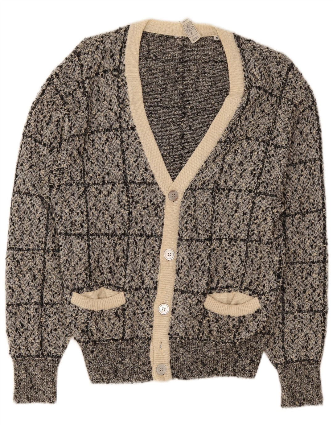 Ανδρικό πουλόβερ Valentino Cardigan Small Grey Check Cotton