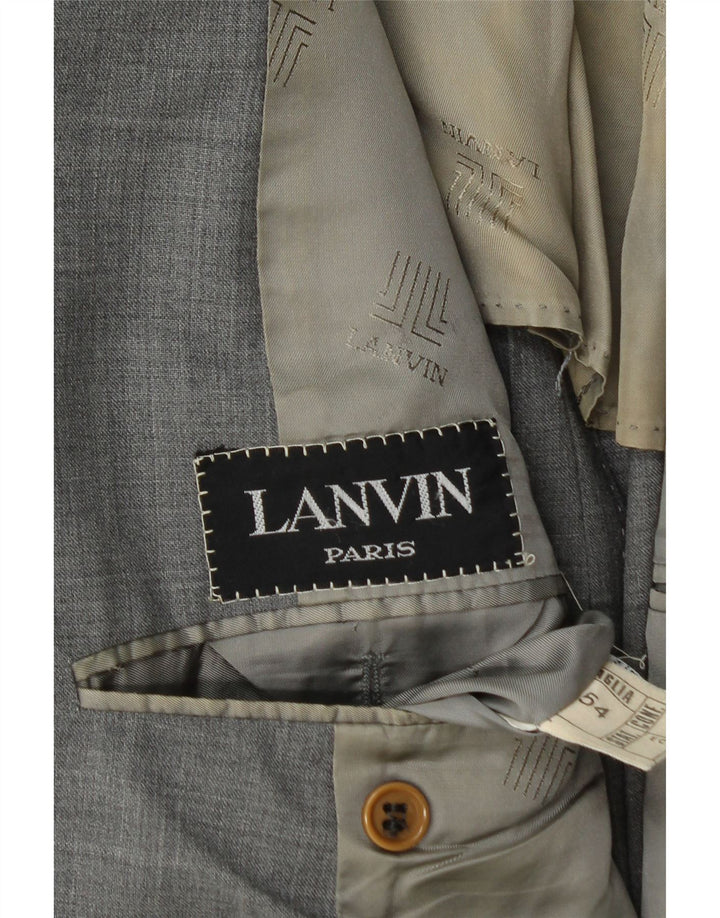 LANVIN Ανδρικό σακάκι σακάκι με 2 κουμπιά IT 54 2XL Γκρι παρθένο μαλλί