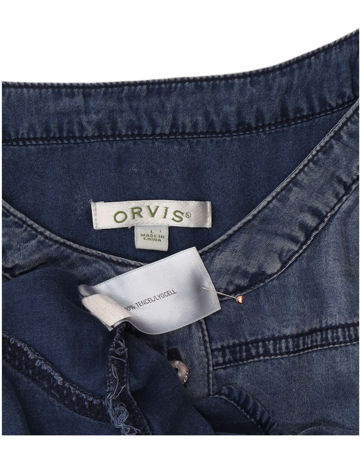 ORVIS Womens Longline Pullover Shirt UK 16 Large Blue Lyocell