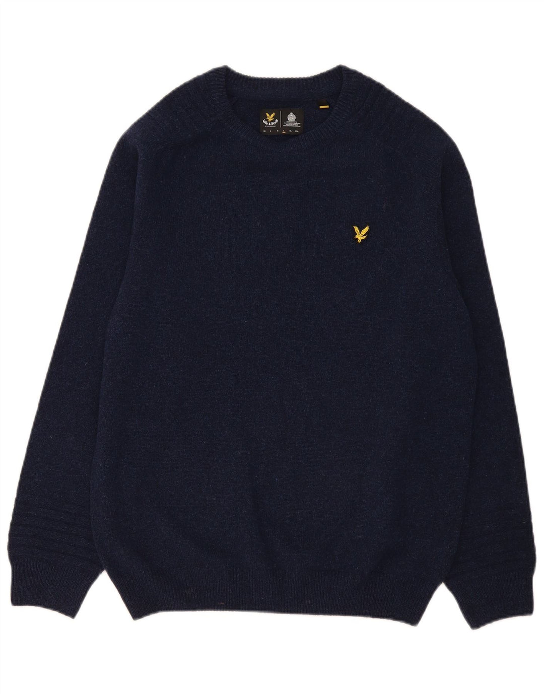 Ανδρικό πουλόβερ με λαιμόκοψη Lyle & Scott Μεγάλο μάλλινο μπλε ναυτικό