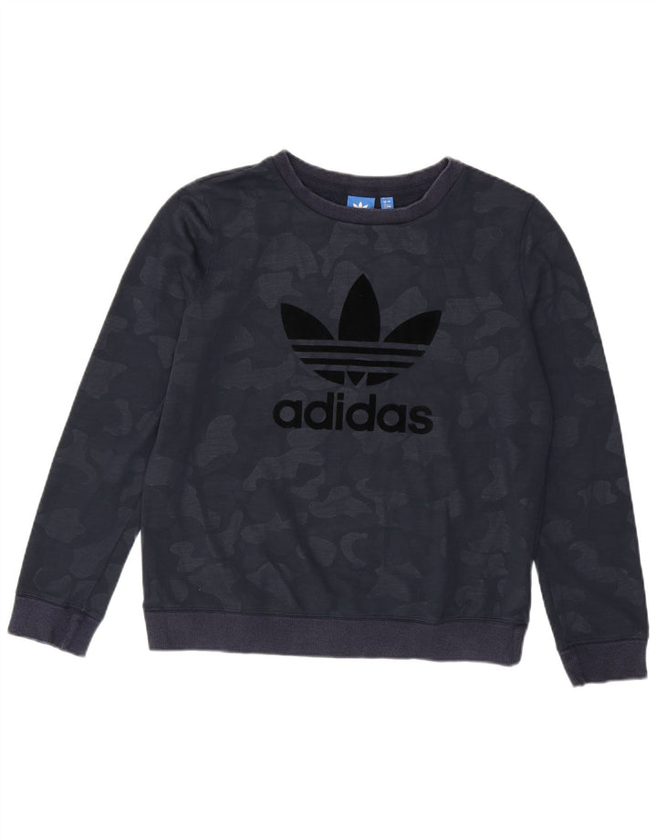Γυναικείο γραφικό φούτερ Adidas Jumper UK 12 Medium Navy Blue Camouflage