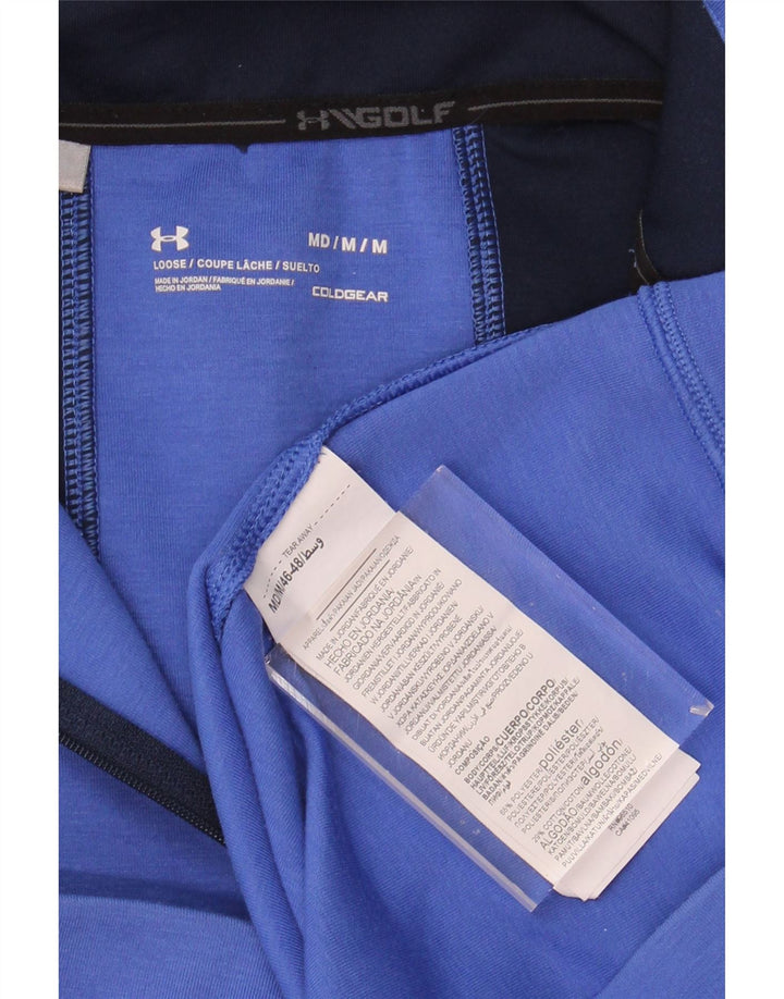 UNDER ARMOUR Mens Cold Gear Sweatshirt Jumper Medium Blue Colourblock