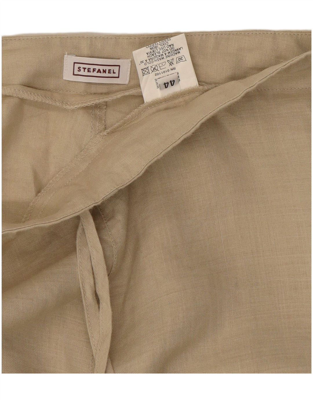Stefanel Γυναικείο φαρδύ παντελόνι casual IT 44 Medium W30 L29 Beige Ramie