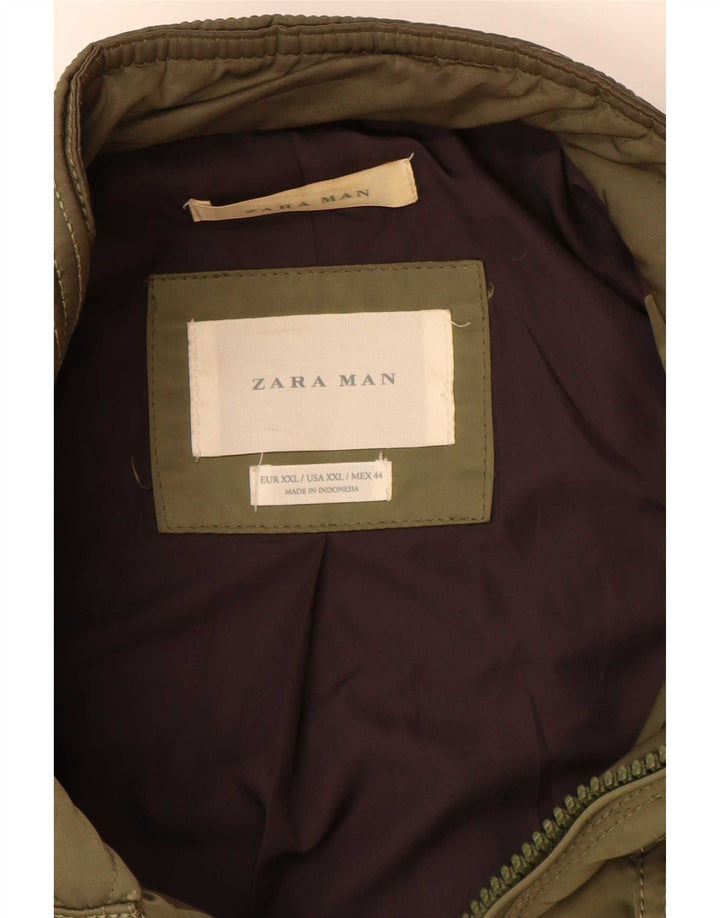 Zara Ανδρικό Καπιτονέ Μπουφάν UK 44 2XL Χακί Πολυεστέρας
