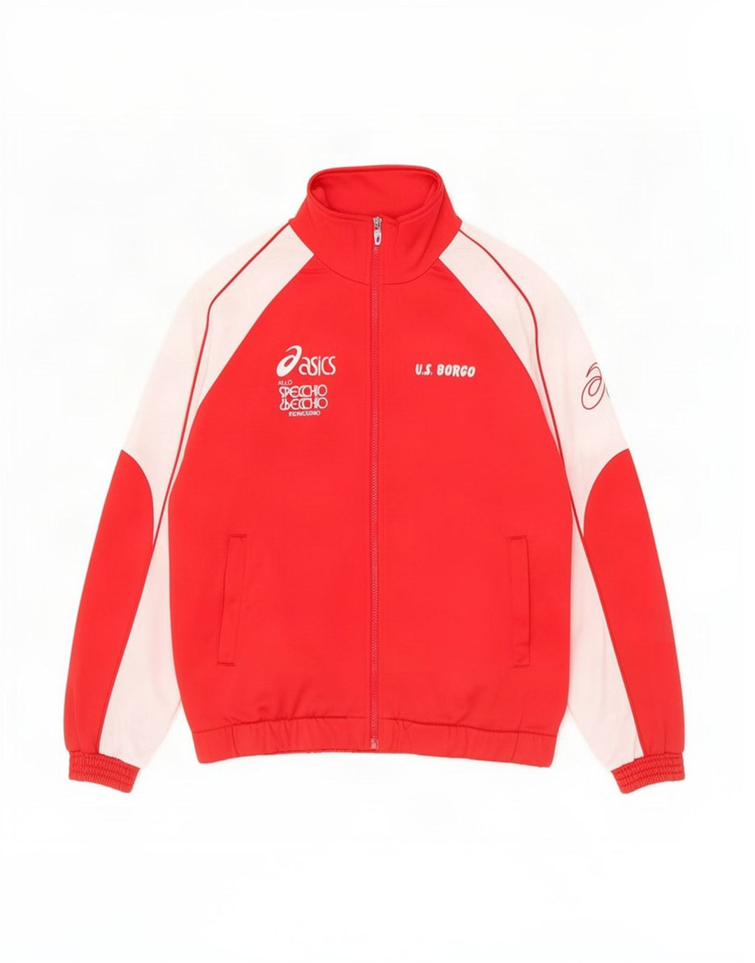 Ανδρική αθλητική φόρμα γραφικών Asics Top μπουφάν μεσαίου κόκκινου χρώματος πολυεστέρας