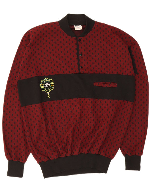 Vintage ανδρικό πουλόβερ με λαιμόκοψη UK 46 2XL Maroon με στίγματα